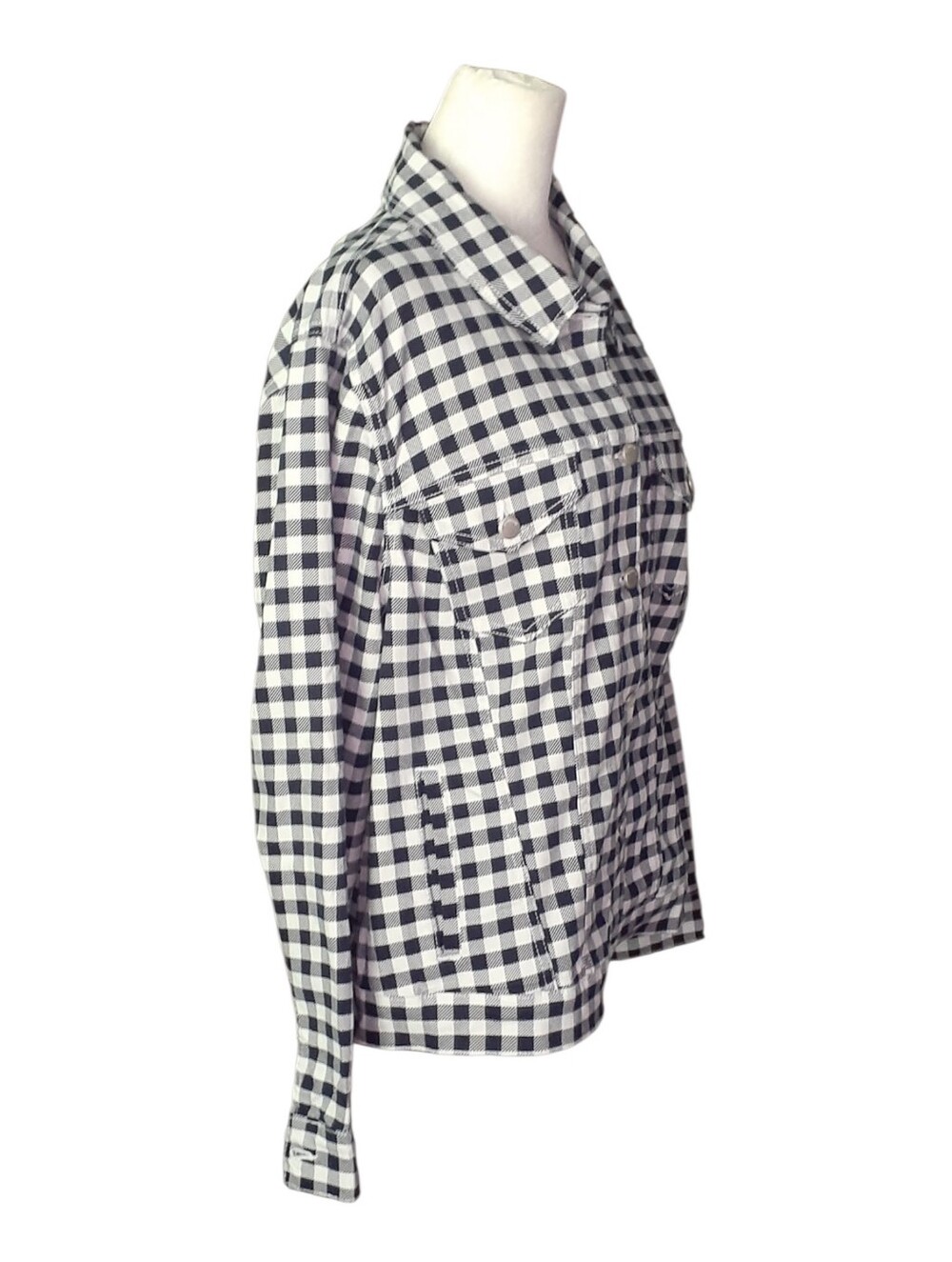 Kim Rogers NWT Navy & White Gingham Denim Jacket. Size 1x